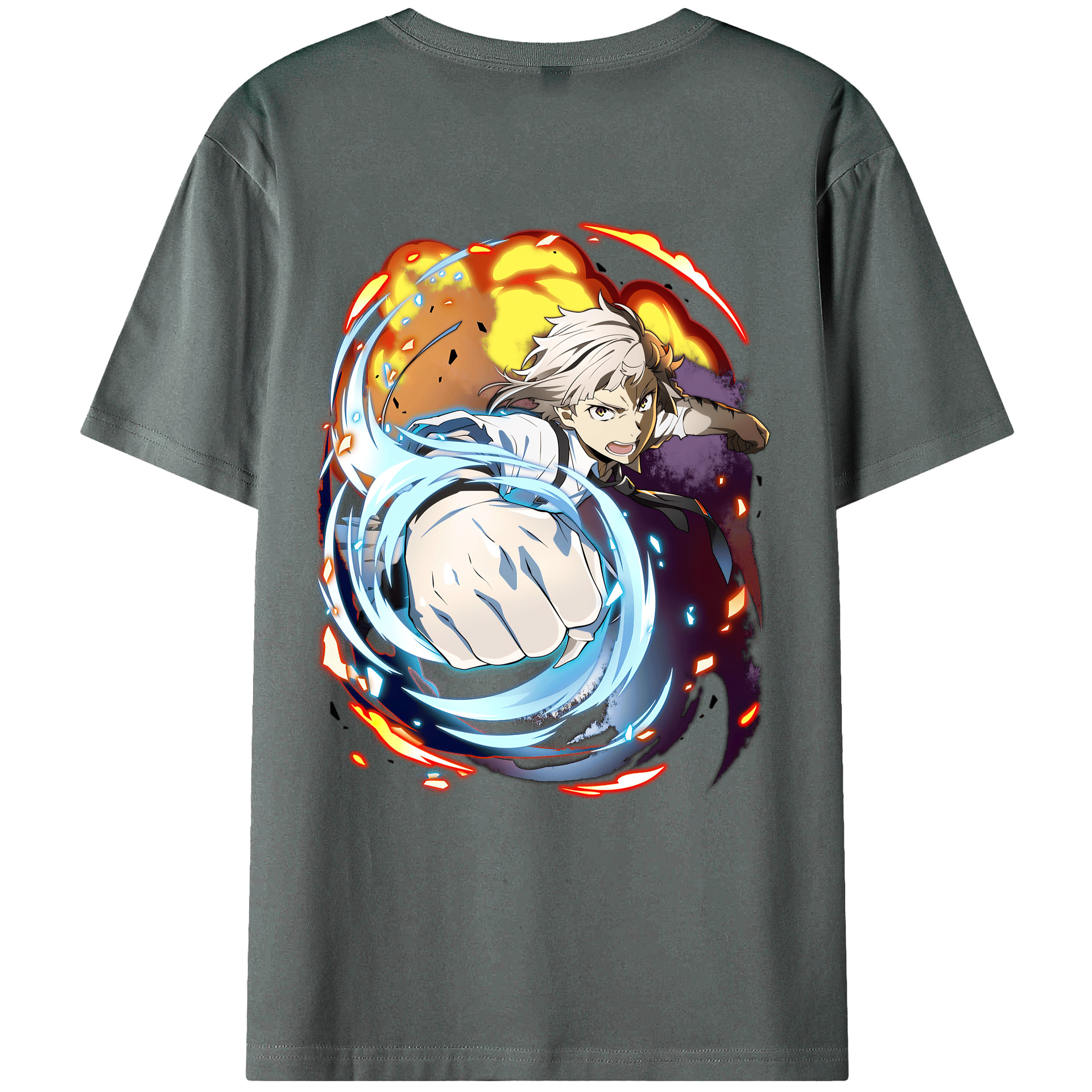 （画像用） 文豪ストレイドッグス Bungo Stray Dogs 綿100％ メンズ半袖Tシャツ（バックプリント） 通気性